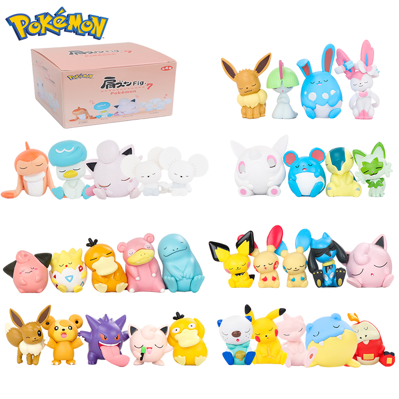 Model Kit Pokemon - 5 ピース/セットポケモンマウスホールドタツグリフィギュアおもちゃ睡眠イーブイゲンガールカリオピップルップアクションフィギュアモデル PVC 人形
