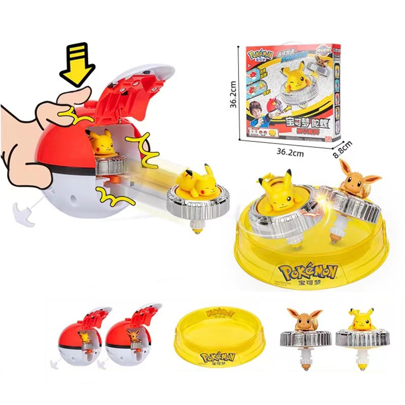 Model Kit Pokemon - 本物のポケモンモンスターボールピカチュウヒトカゲゼニガメイーブイミュウモデル人形回転トップペンダント子供のおもちゃクリスマスギフト