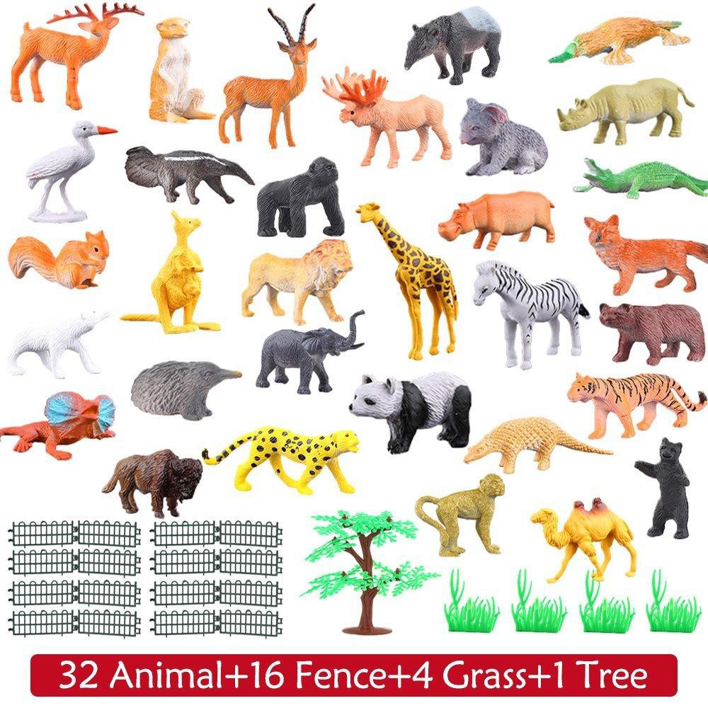 54 個ミニジャングル動物おもちゃセットリアルな野生プラスチ - Model Kit Dinosaur のレビューと価格