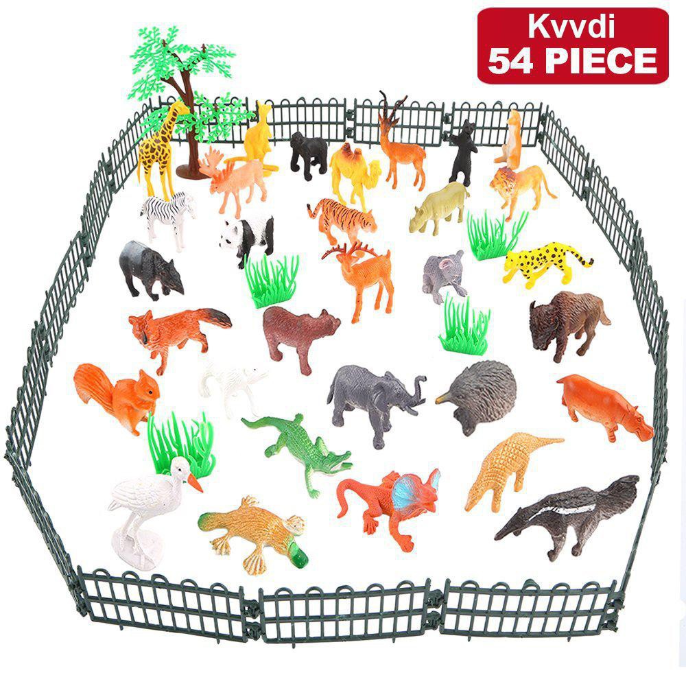 54 個ミニジャングル動物おもちゃセットリアルな野生プラスチ - Model Kit Dinosaur のレビューと価格