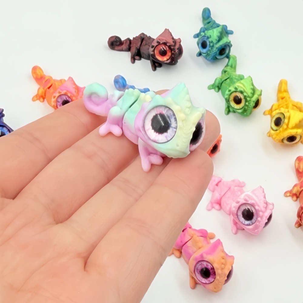 3D プリントミニカメレオンフィギュア可動ジョイント大きな目 - Model Kit Lizard のレビューと価格