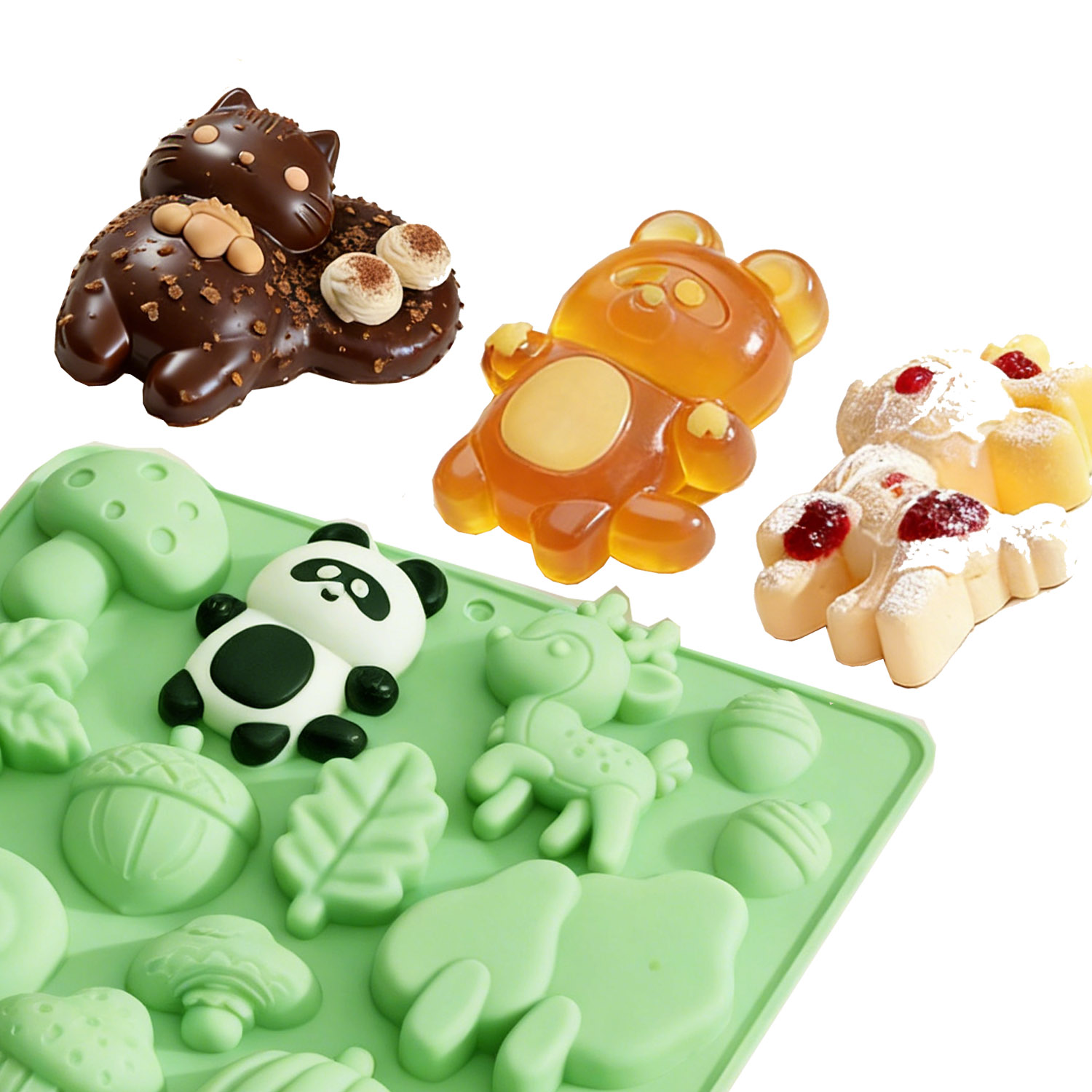 1個の動物の形をしたシリコンケーキ型、リスや鹿など、様々な動 - Model Kit For Beginners のレビューと価格